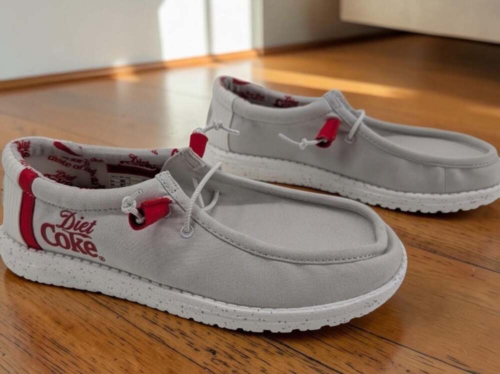 Hey Dude Wally Diet Coke Men's Size M8 L10 Grey/Red Slip-On Shoes
